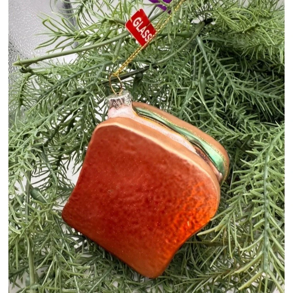 Glass Cheeseburger Ornaments Set of 3 Handcrafted Patty Melt Food Christmas Deco - Picture 2 of 9